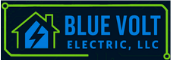 Blue Volt Electric LLC logo with a house outline and lightning bolt icon.